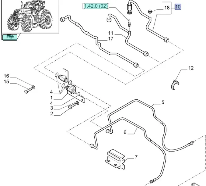 87618370 - Трубка гидравл. радиатора масл. КПП T7/Pm.